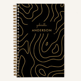 Chic Gold Line Topographie und Name des Skripts Mo Notizbuch