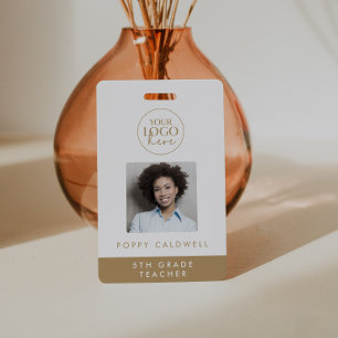 Chic Gold Logo Foto Mitarbeiter- oder Lehrer-ID Ausweis