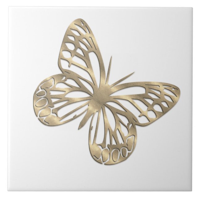 Chic Gold Look Butterfly Fliese (Vorderseite)