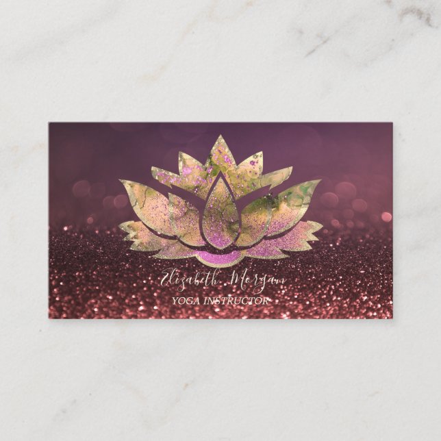 Chic Gold Lotus Yoga Instructor Bokeh Visitenkarte (Vorderseite)