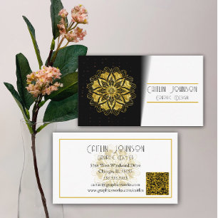 Chic Gold Mandala Grafikdesigner/generischer QR-Co Visitenkarte