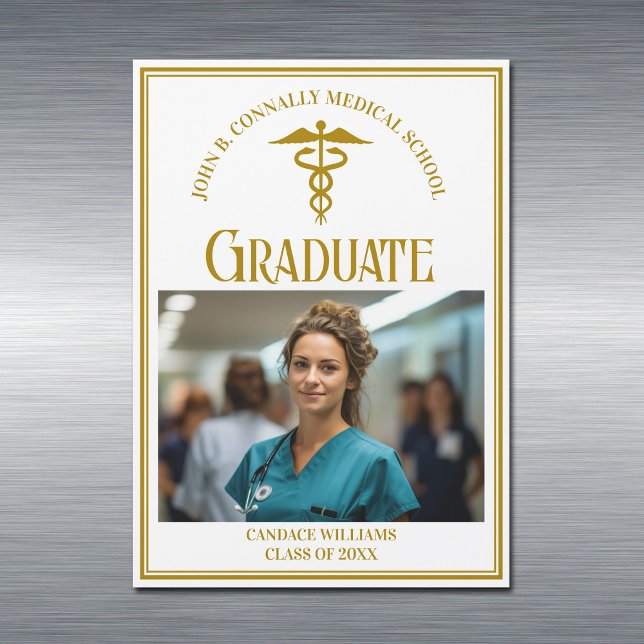 Chic Gold Medical School Abschluss Foto Magnet (Von Creator hochgeladen)