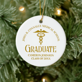 Chic Gold Medical School Abschluss Weihnachten Keramik Ornament