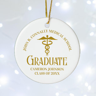 Chic Gold Medical School Abschluss Weihnachten Keramik Ornament