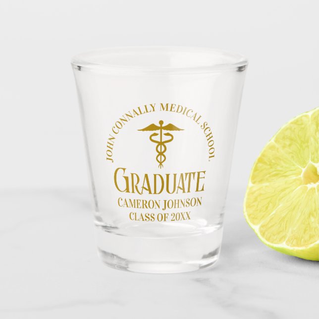 Chic Gold Medical School Graduate Keepake Schnapsglas (Vorderseite)