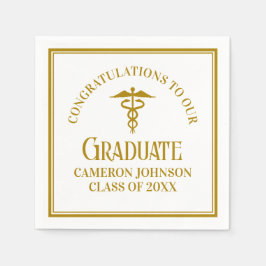 Chic Gold Medical School Graduation Party Serviette