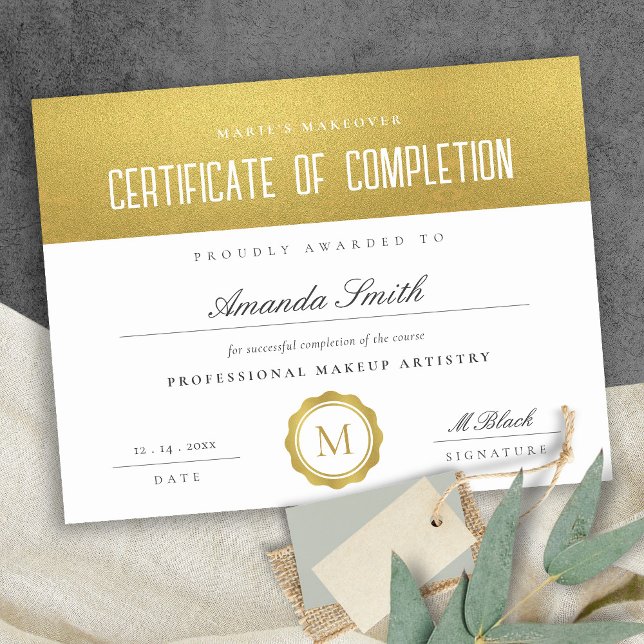 Chic Gold Minimal Certificate of Completion Award (Von Creator hochgeladen)