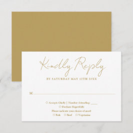 Chic Gold Minimalistisch Elegante Script Wedding RSVP Karte