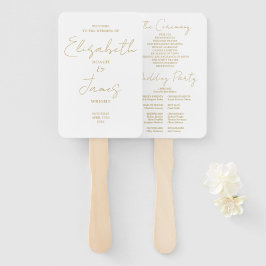 Chic Gold Minimalistisch Script Wedding Program Fächer
