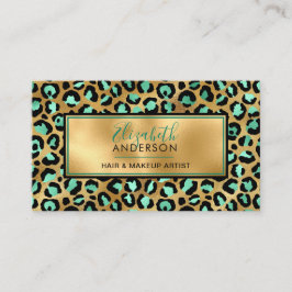 Chic Gold Mint Leopard Print Fashion Modern Visitenkarte