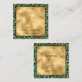 Chic Gold Minze Leopard Print Earring Display Card Quadratische Visitenkarte