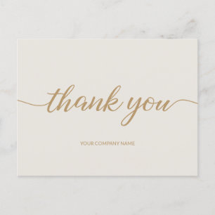 Chic Gold Modern Typografy Script Business danke Postkarte