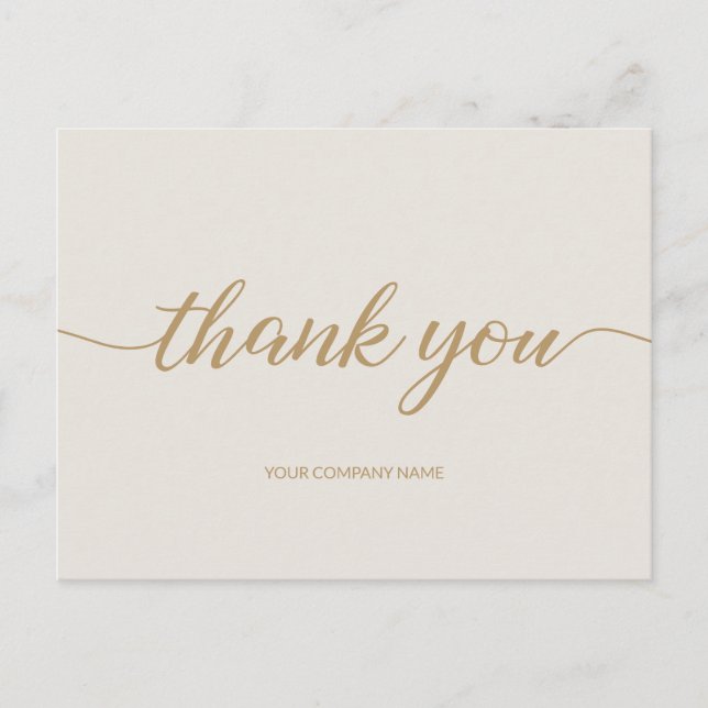 Chic Gold Modern Typografy Script Business danke Postkarte (Vorderseite)