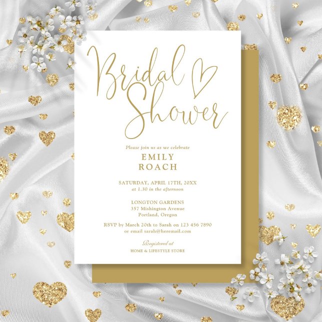 Chic Gold Modernes, elegantes Script-Brautparty Einladung (Chic Gold Modern Elegant Script Bridal Shower Invitation)
