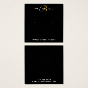 Chic Gold Monogram Black Earring Display Card