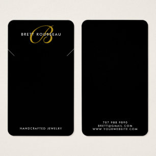 Chic Gold Monogram Black Necklace Display Card