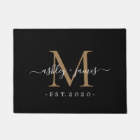Chic Gold Monogram Script-Namen Hochzeitdatum Schw