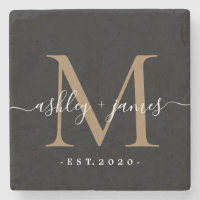 Chic Gold Monogram Script-Namen Hochzeitdatum Schw