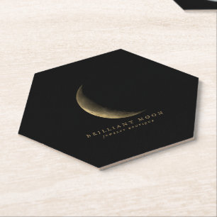 Chic Gold Mystical Moon Phase Black Untersetzer