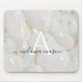 Chic Gold Opal Edelsteinmarmormonogramm Mousepad