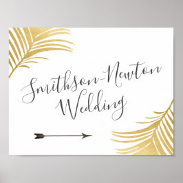 Chic Gold Palm Blätter Pfeil Richtungszeichnung Poster