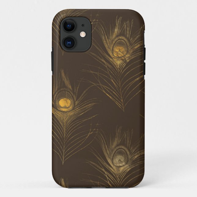 Chic Gold Peacock Feathers Elegant Stilvoll Case-Mate iPhone Hülle (Rückseite)
