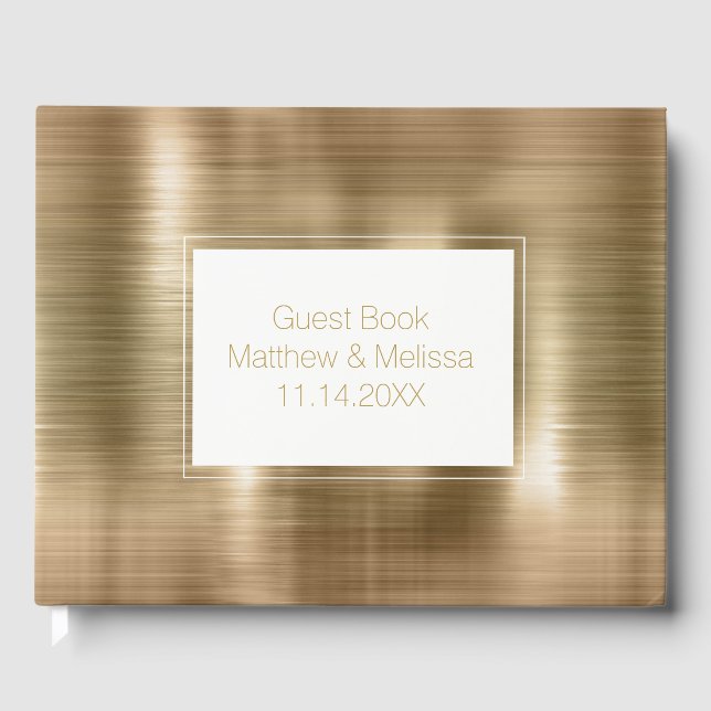 Chic Gold Personalisiert Wedding Gästebuch (Vorderseite)