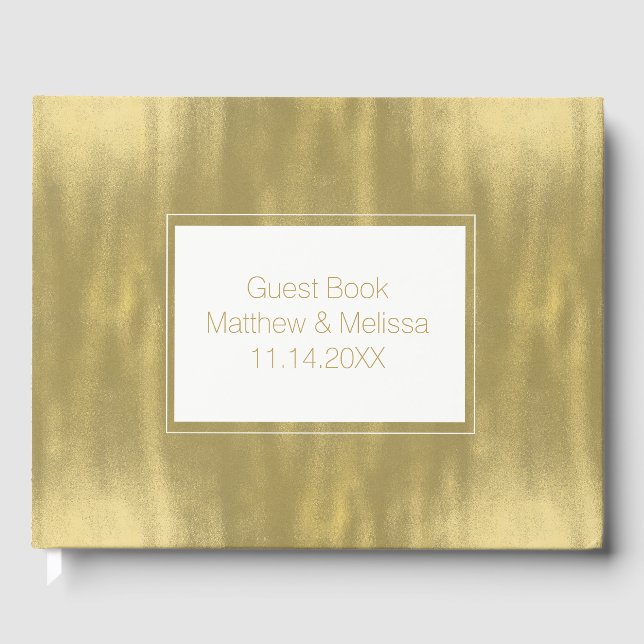 Chic Gold Personalisiert Wedding Gästebuch (Vorderseite)