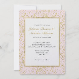 Chic Gold Pink Blush Confetti Sparkle Hochzeit Einladung