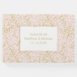 Chic Gold Pink Blush Confetti Sparkle Hochzeit Gästebuch