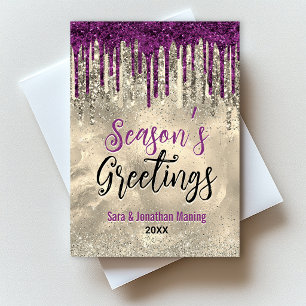 Chic gold pink Glitzer Tropfen Weihnachten Neues J Postkarte