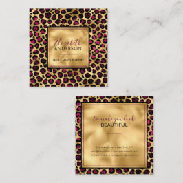 Chic Gold Pink Leopard Print Fashion Modern Quadratische Visitenkarte