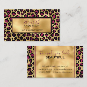 Chic Gold Pink Leopard Print Fashion Modern Visitenkarte