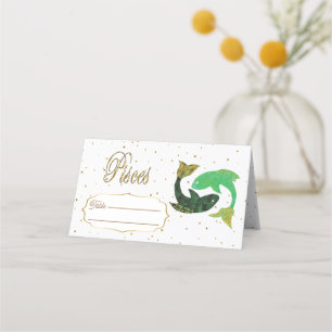 Chic Gold Pisces Zodiac Birthday Platzkarte