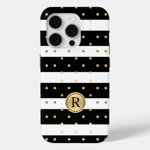 Chic Gold-Polka Dosen mit schwarzen und weißen Str Case-Mate iPhone Hülle