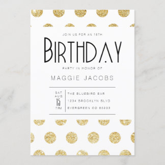 Chic Gold Polka Dot Birthday Party Einladung