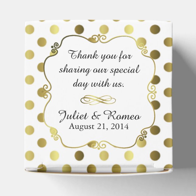 Chic Gold Polka Dot Custom Wedding Gefallen Gesche Geschenkschachtel (Oben)