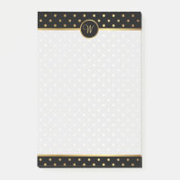 Chic Gold Polka Dots auf Schwarz mit Ihrer Monogra