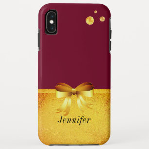 Chic gold polka dots, goldenes Band auf bordeauxro Case-Mate iPhone Hülle