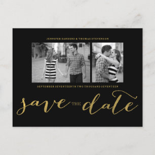 CHIC GOLD PRINT   SAVE THE DATE POSTCARD ANKÜNDIGUNGSPOSTKARTE