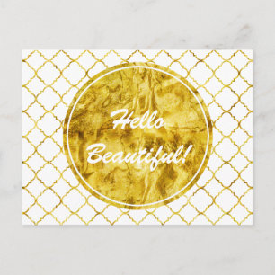 Chic Gold Quatrefoil Postkarte