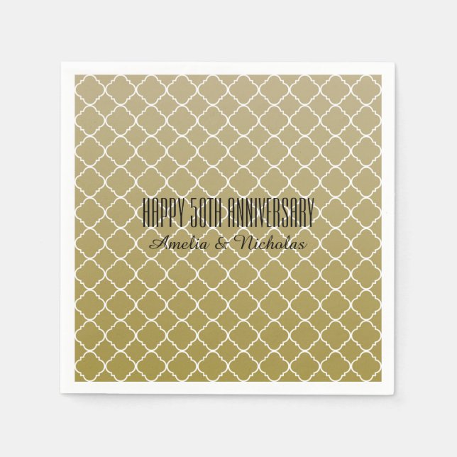 Chic Gold Quatrefoil Serviette (Vorderseite)