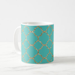 Chic Gold Quatrefolie Aquamarin White Coffee Tasse