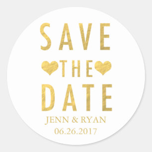 CHIC GOLD SAVE THE DATE RUNDER AUFKLEBER