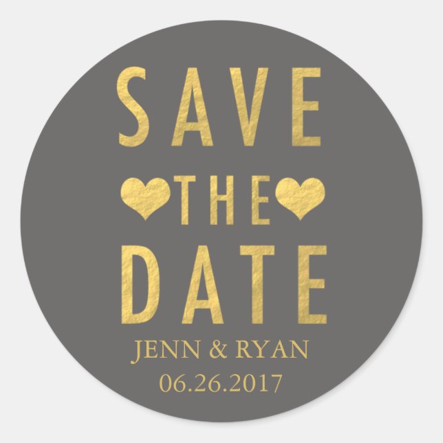 CHIC GOLD SAVE THE DATE RUNDER AUFKLEBER (Vorderseite)