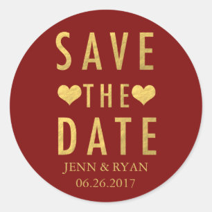 CHIC GOLD SAVE THE DATE RUNDER AUFKLEBER