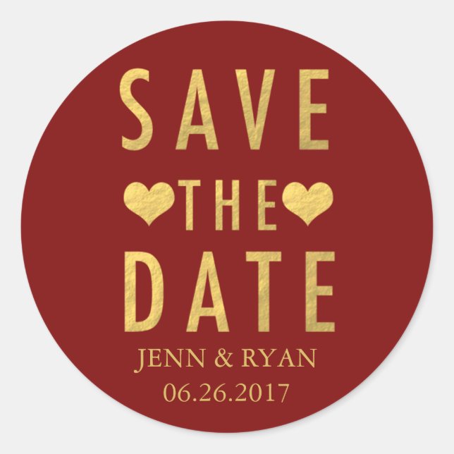 CHIC GOLD SAVE THE DATE RUNDER AUFKLEBER (Vorderseite)