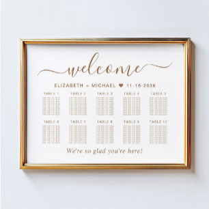 Chic Gold Schrift 10 Tische Hochzeits-Sitzplan Poster