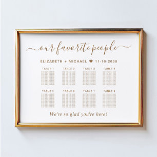 Chic Gold Schrift 8 Tisch Hochzeit Sitzplan Poster