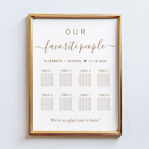 Chic Gold Schrift 8 Tisch Hochzeit Sitzplan Poster